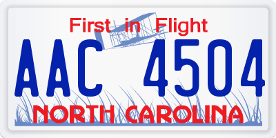 NC license plate AAC4504
