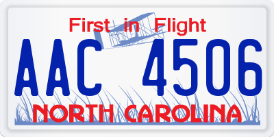 NC license plate AAC4506