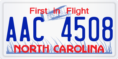 NC license plate AAC4508