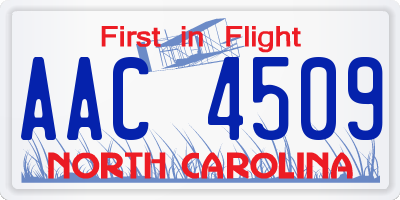 NC license plate AAC4509