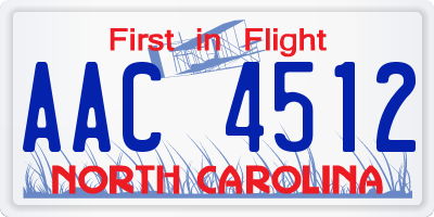 NC license plate AAC4512