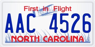 NC license plate AAC4526