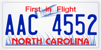 NC license plate AAC4552