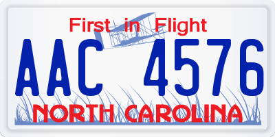 NC license plate AAC4576