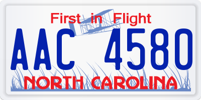 NC license plate AAC4580