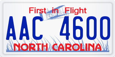 NC license plate AAC4600