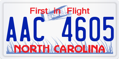 NC license plate AAC4605