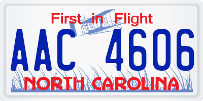 NC license plate AAC4606