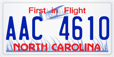 NC license plate AAC4610