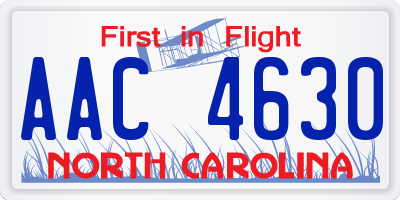NC license plate AAC4630
