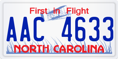 NC license plate AAC4633