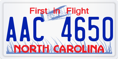 NC license plate AAC4650