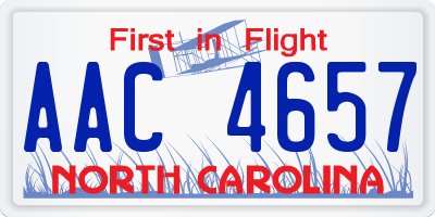 NC license plate AAC4657
