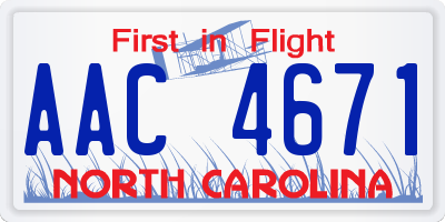 NC license plate AAC4671