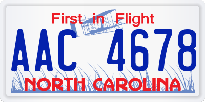 NC license plate AAC4678