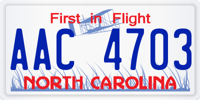 NC license plate AAC4703