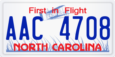 NC license plate AAC4708