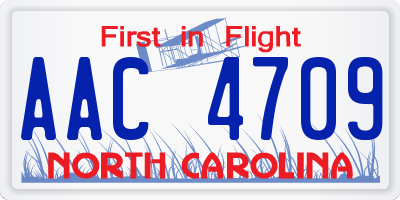 NC license plate AAC4709