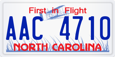 NC license plate AAC4710