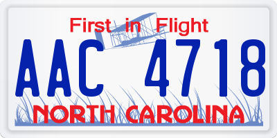 NC license plate AAC4718