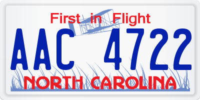 NC license plate AAC4722