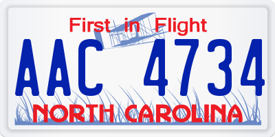 NC license plate AAC4734