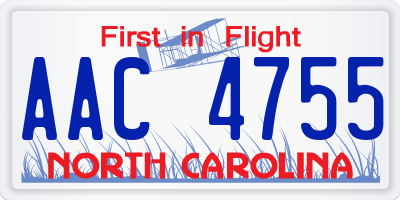 NC license plate AAC4755