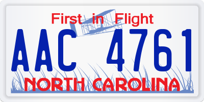 NC license plate AAC4761