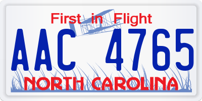 NC license plate AAC4765