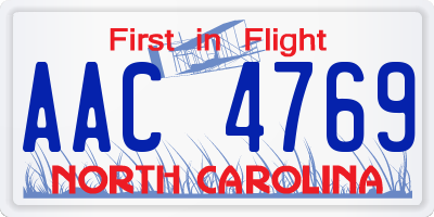 NC license plate AAC4769