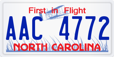 NC license plate AAC4772