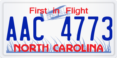 NC license plate AAC4773