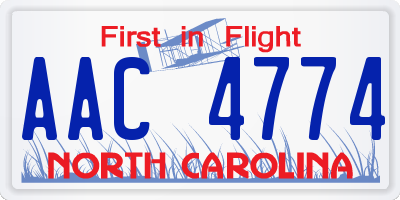 NC license plate AAC4774