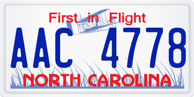 NC license plate AAC4778