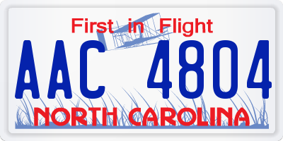 NC license plate AAC4804