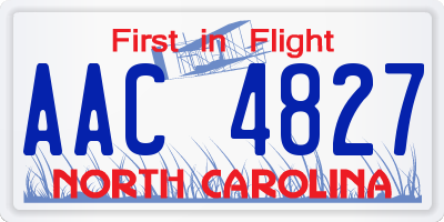 NC license plate AAC4827