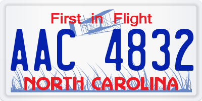 NC license plate AAC4832