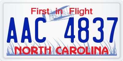 NC license plate AAC4837