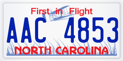 NC license plate AAC4853