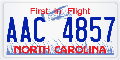 NC license plate AAC4857