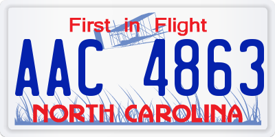 NC license plate AAC4863