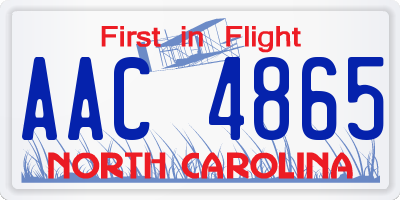 NC license plate AAC4865
