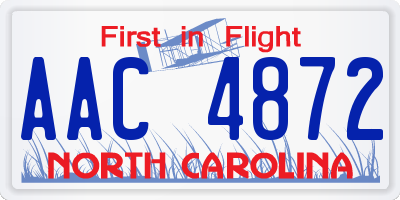 NC license plate AAC4872