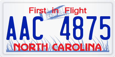 NC license plate AAC4875