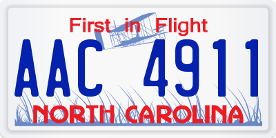 NC license plate AAC4911