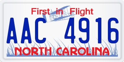 NC license plate AAC4916