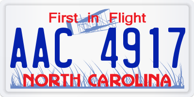 NC license plate AAC4917