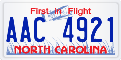 NC license plate AAC4921