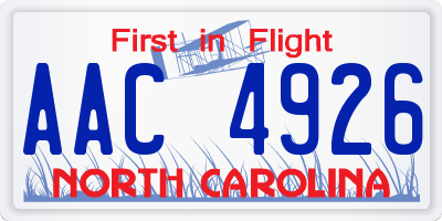 NC license plate AAC4926