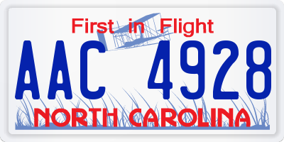 NC license plate AAC4928